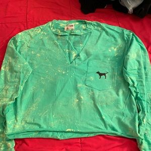 Green tie dye crop top